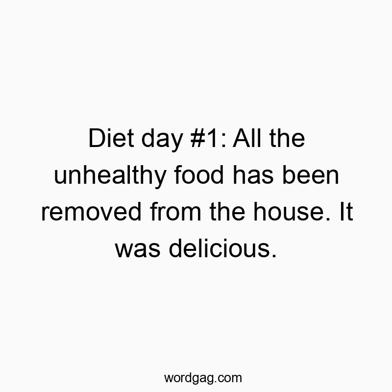 541 Funny day quotes - Diet day #1: All the unhealthy food has been removed from t…