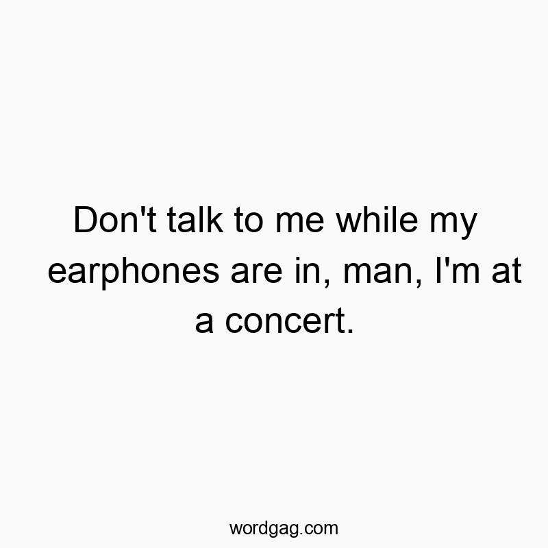 Don’t talk to me while my earphones are in, man, I’m at a concert.