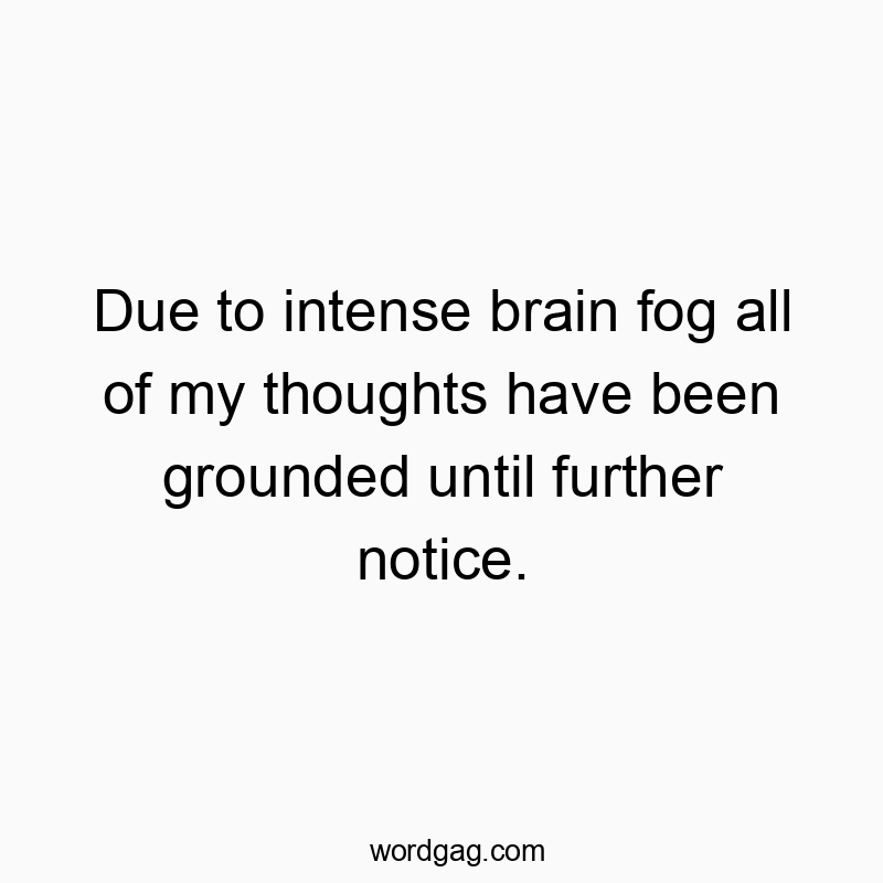 Funny confusion quotes - Due to intense brain fog all of my thoughts have been grounded until further notice.