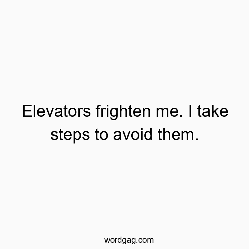 Elevators frighten me. I take steps to avoid them.