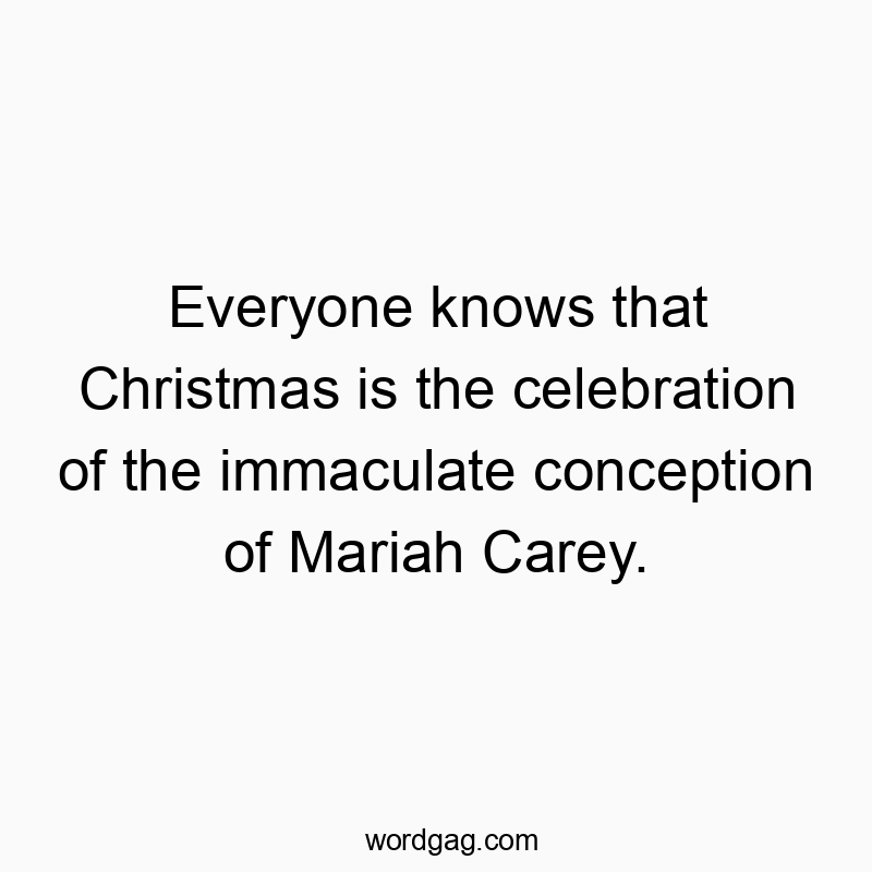 Everyone knows that Christmas is the celebration of the immaculate conception of Mariah Carey.