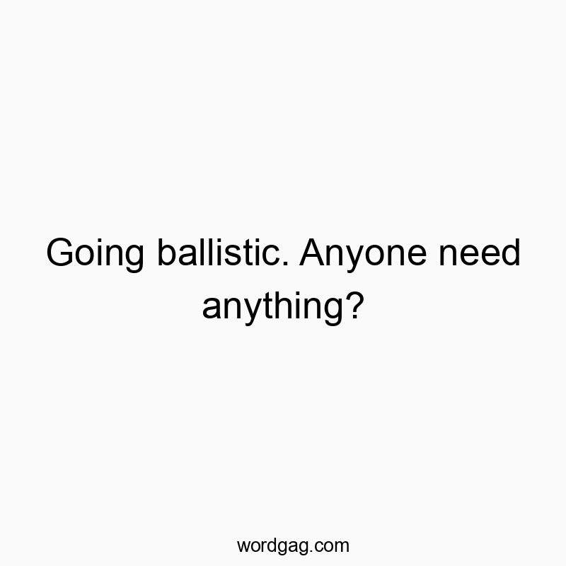 Going ballistic. Anyone need anything?