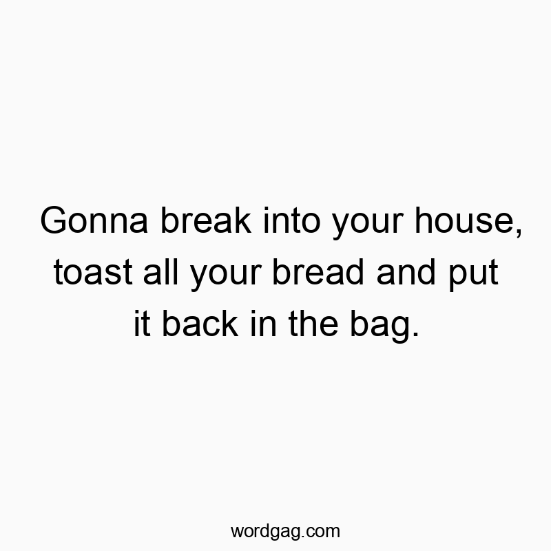 Gonna break into your house, toast all your bread and put it back in the bag.