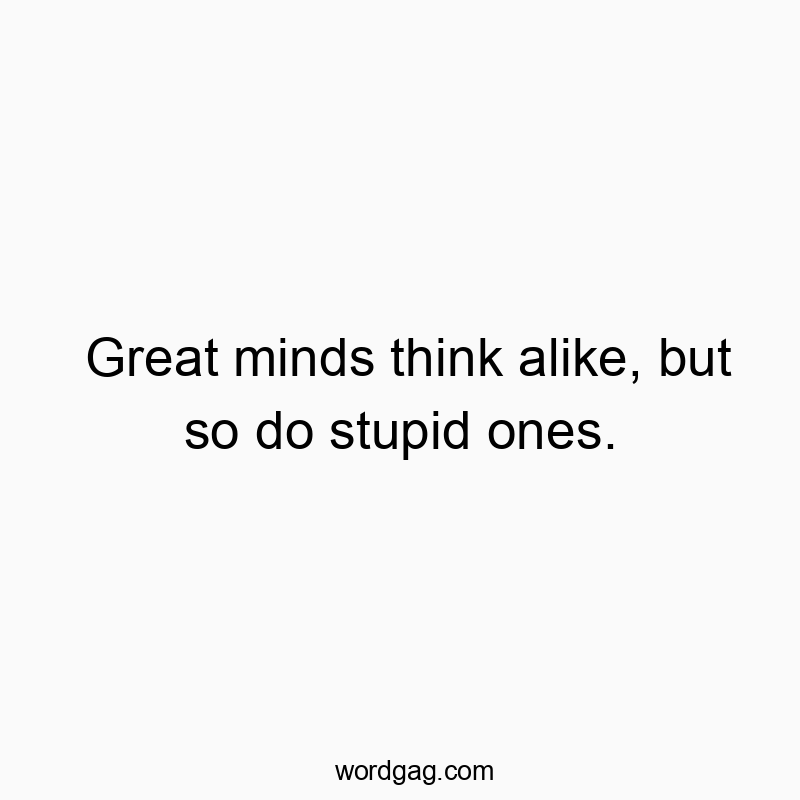 Great minds think alike, but so do stupid ones.