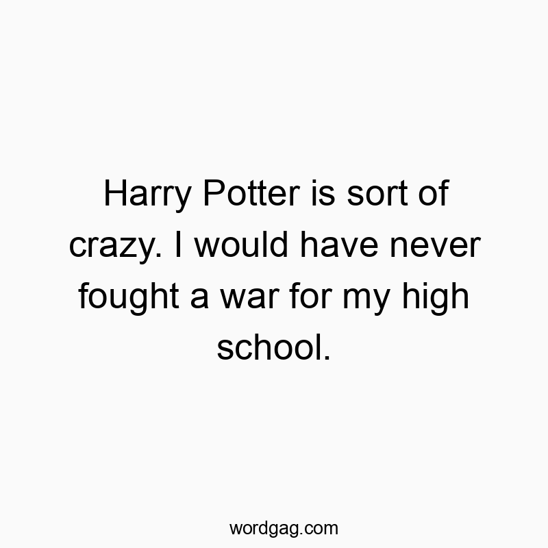 Harry Potter is sort of crazy. I would have never fought a war for my high school.