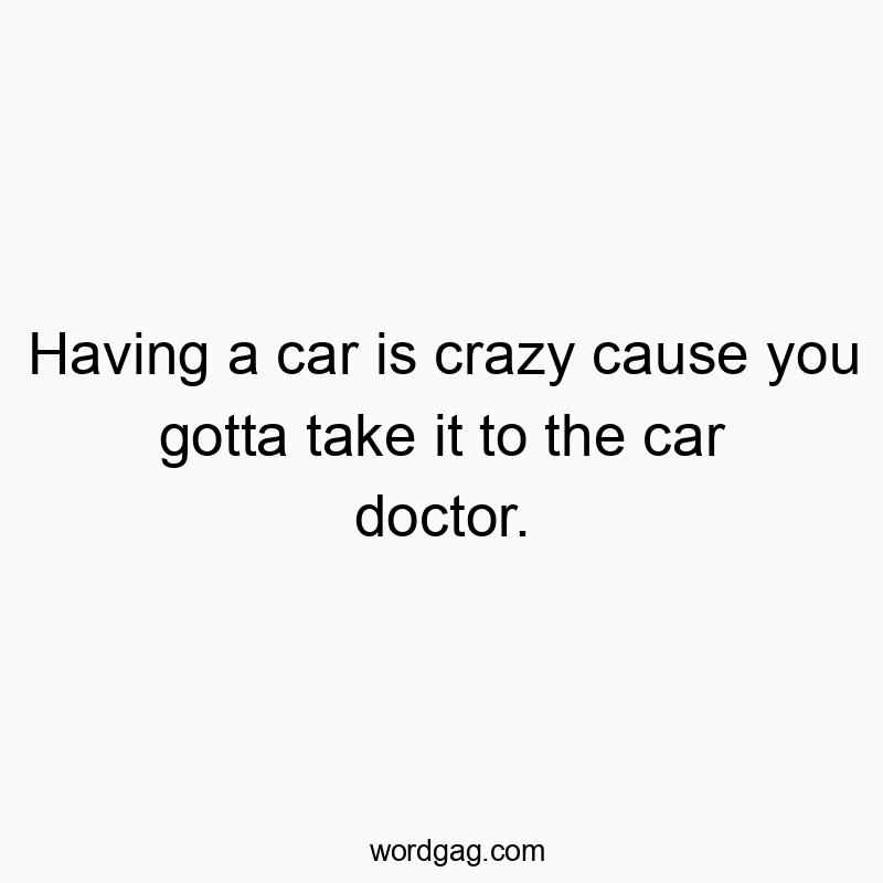 Having a car is crazy cause you gotta take it to the car doctor.
