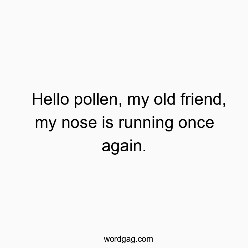 Hello pollen, my old friend, my nose is running once again.