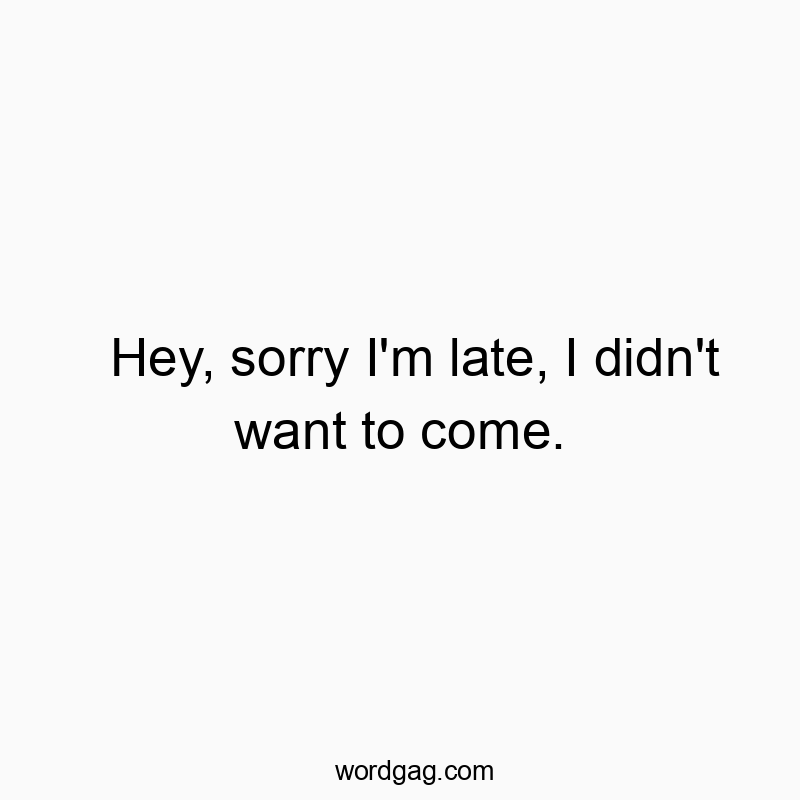 Hey, sorry I’m late, I didn’t want to come.