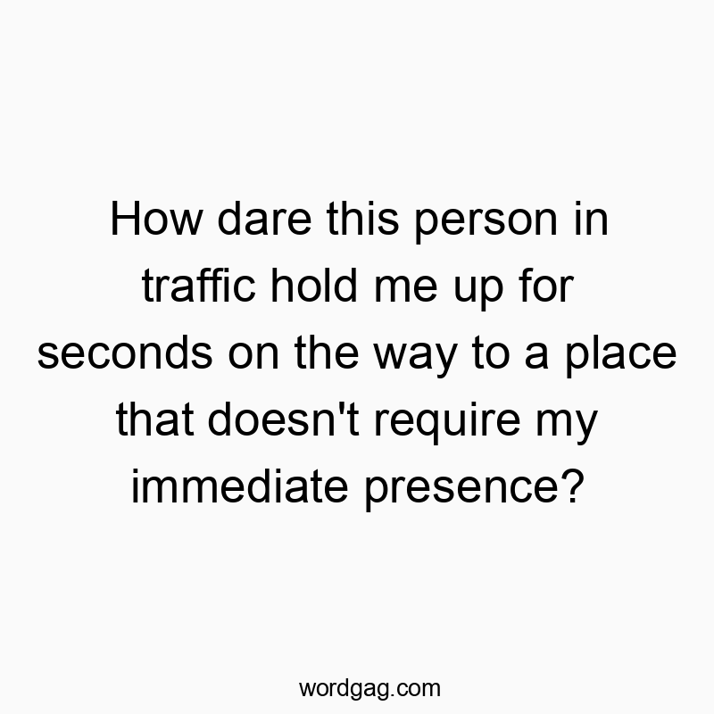 How dare this person in traffic hold me up for seconds on the way to a place that doesn’t require my immediate presence?