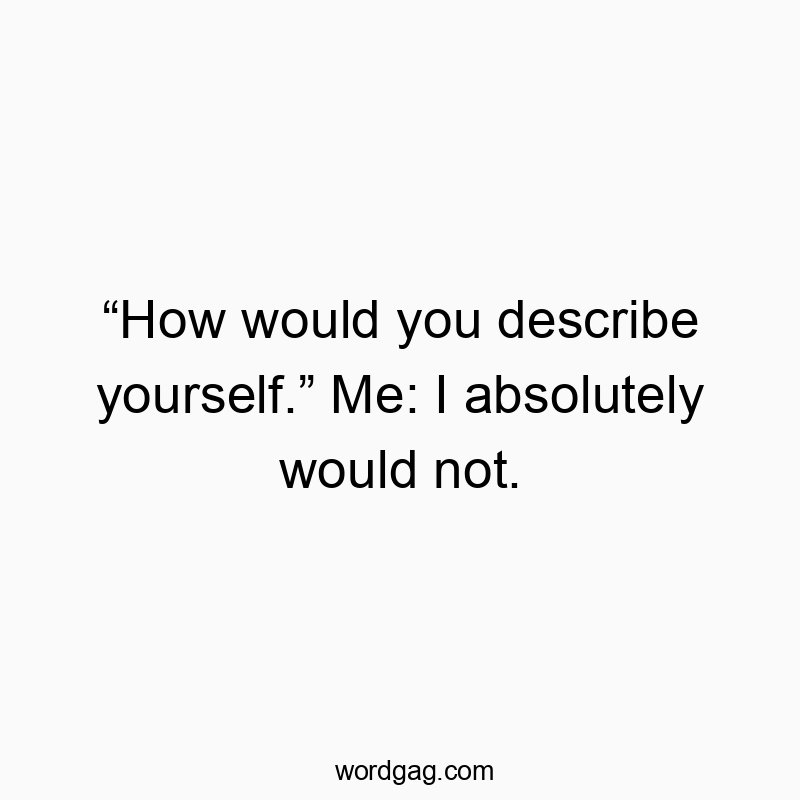 298 Funny conversation quotes - “How would you describe yourself.” Me: I absolutely would n…