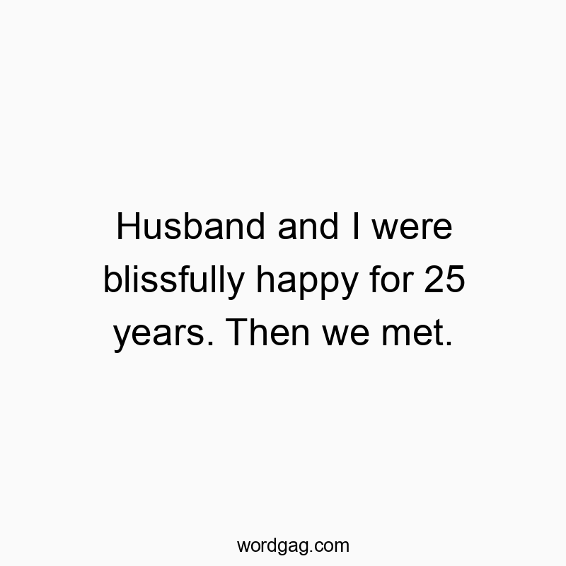 Husband and I were blissfully happy for 25 years. Then we met.