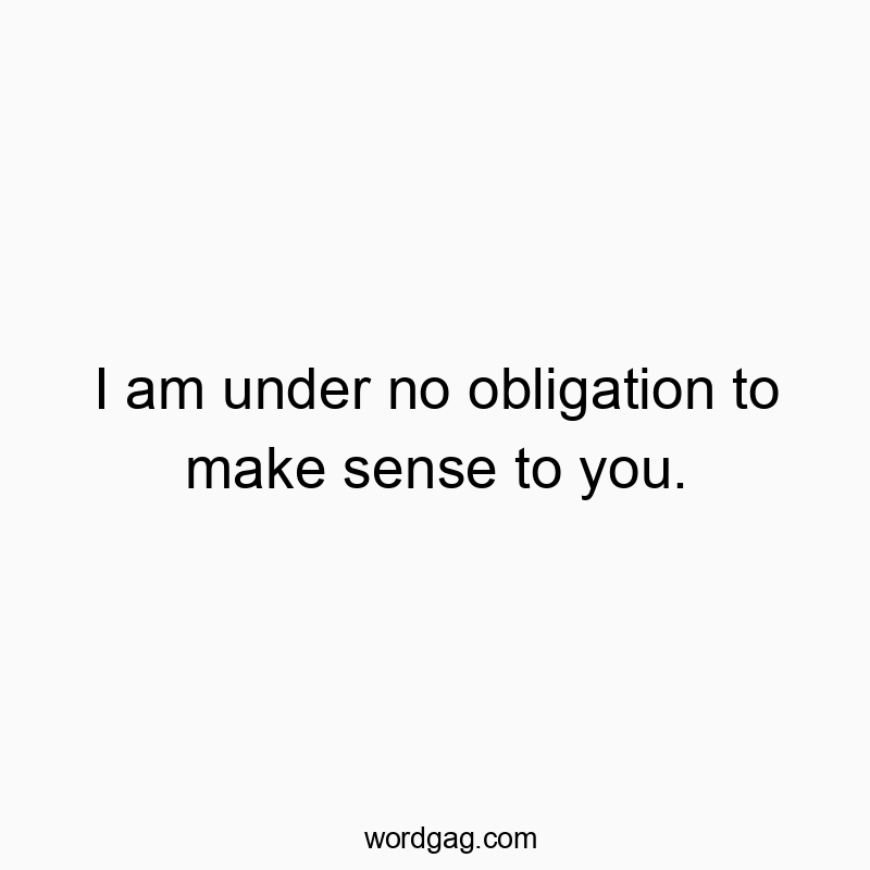 I am under no obligation to make sense to you.