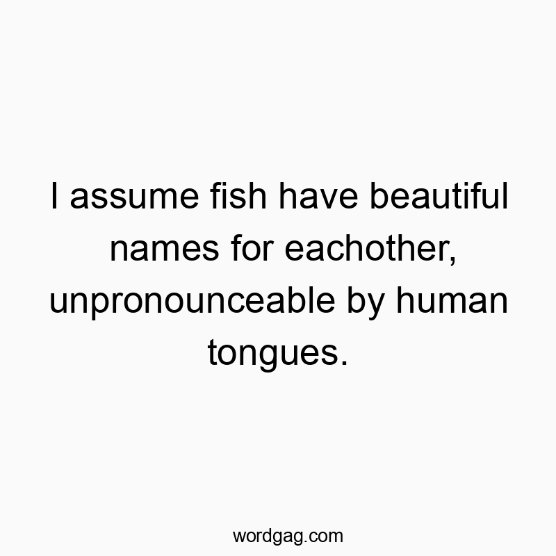 I assume fish have beautiful names for eachother, unpronounceable by human tongues.