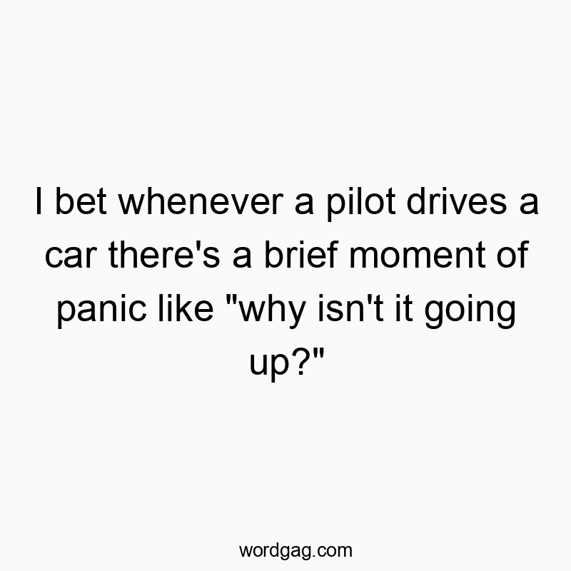 I bet whenever a pilot drives a car there’s a brief moment of panic like “why isn’t it going up?”