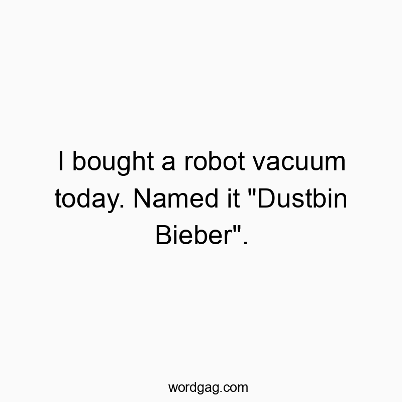 I bought a robot vacuum today. Named it “Dustbin Bieber”.