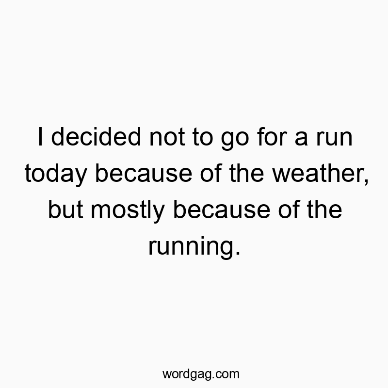 I decided not to go for a run today because of the weather, but mostly because of the running.