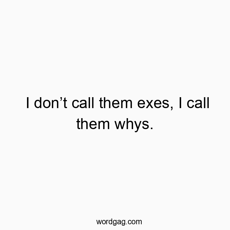 I don’t call them exes, I call them whys.