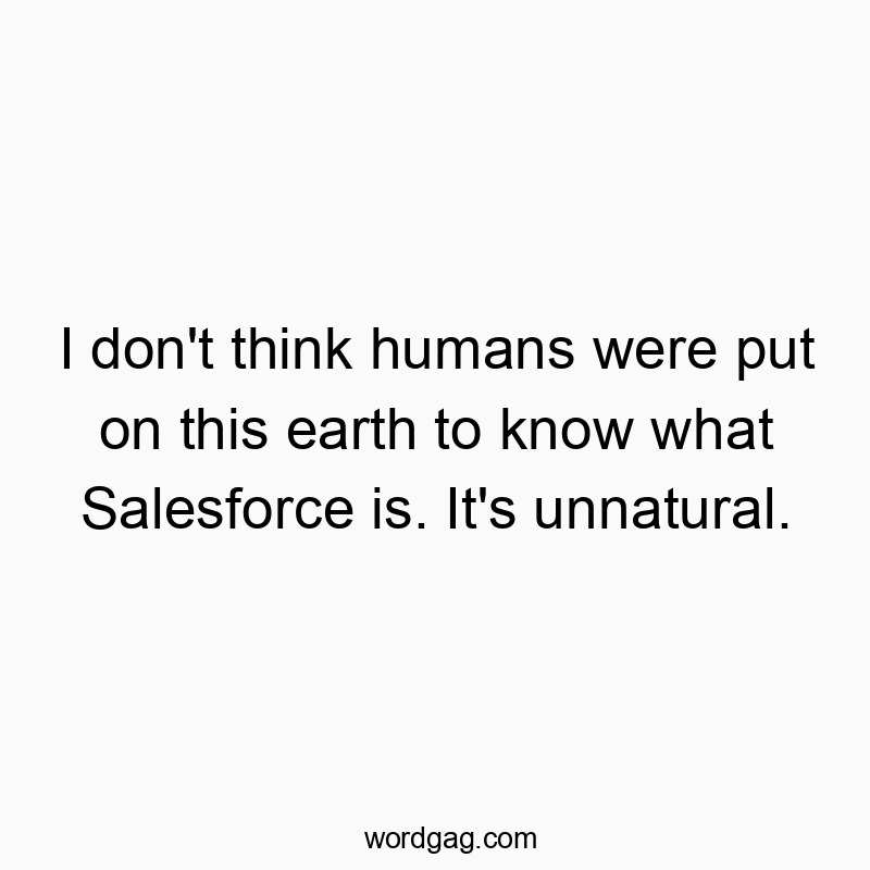 I don’t think humans were put on this earth to know what Salesforce is. It’s unnatural.