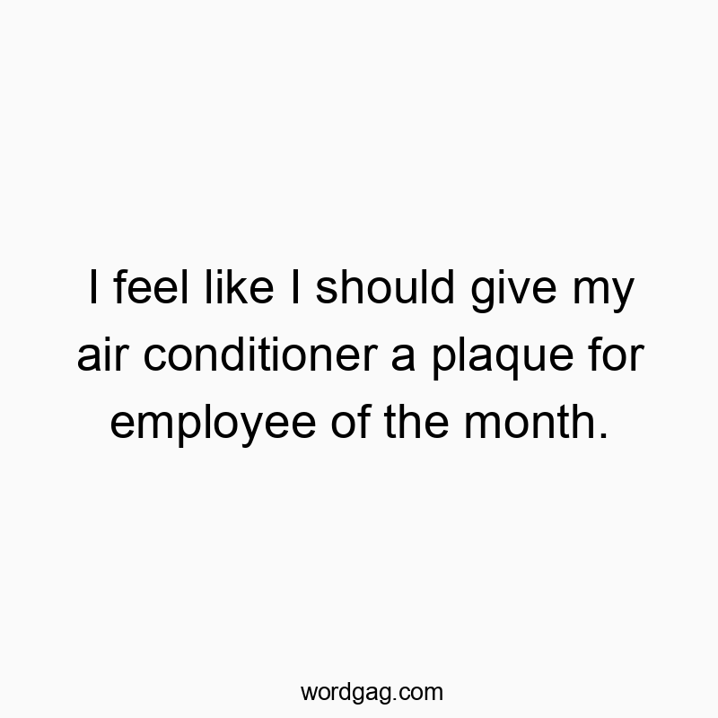 I feel like I should give my air conditioner a plaque for employee of the month.