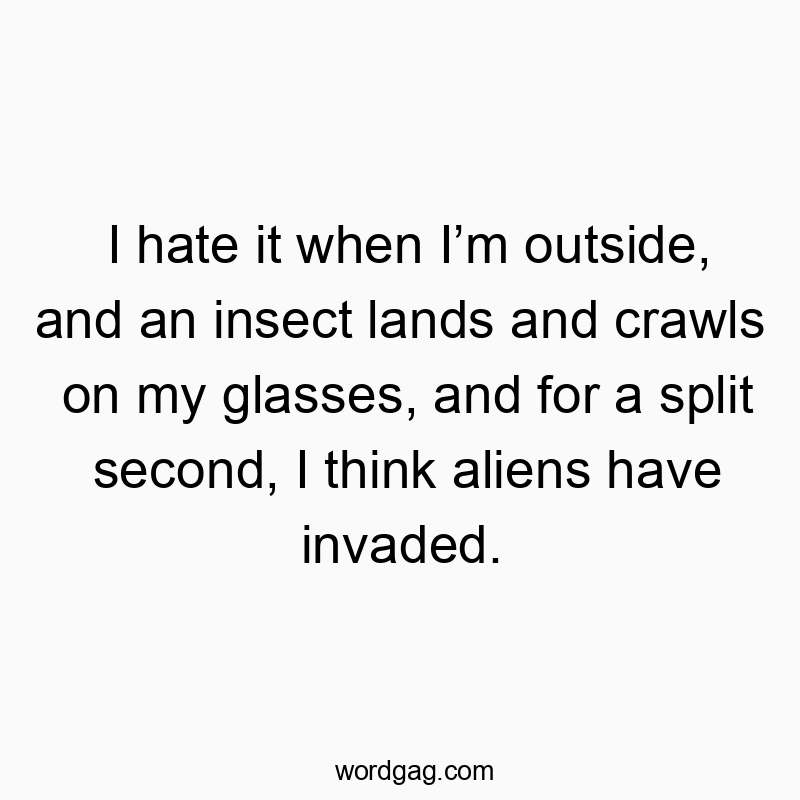 I hate it when I’m outside, and an insect lands and crawls on my glasses, and for a split second, I think aliens have invaded.