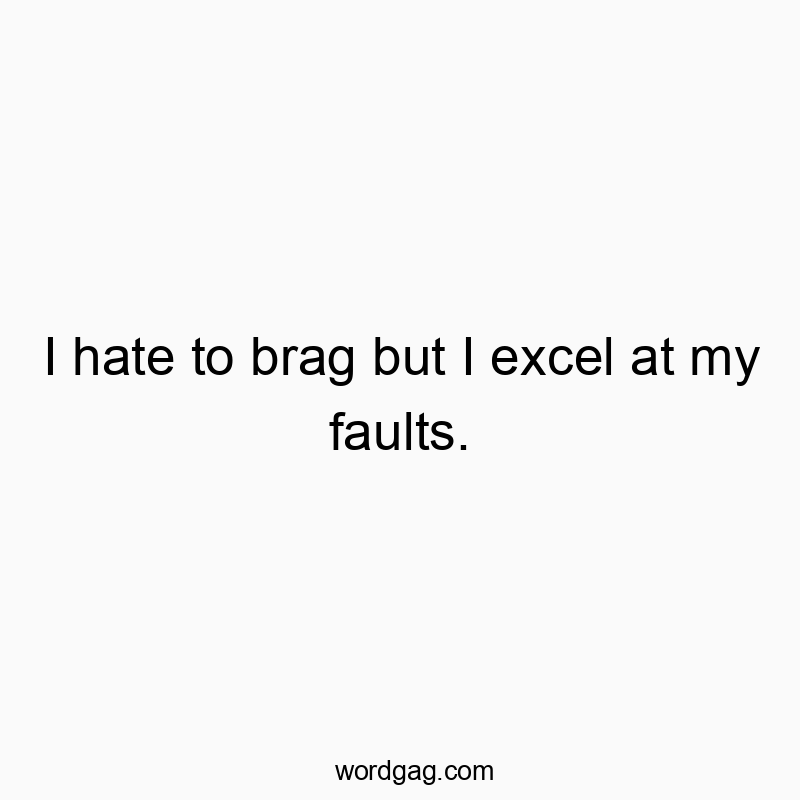 I hate to brag but I excel at my faults.