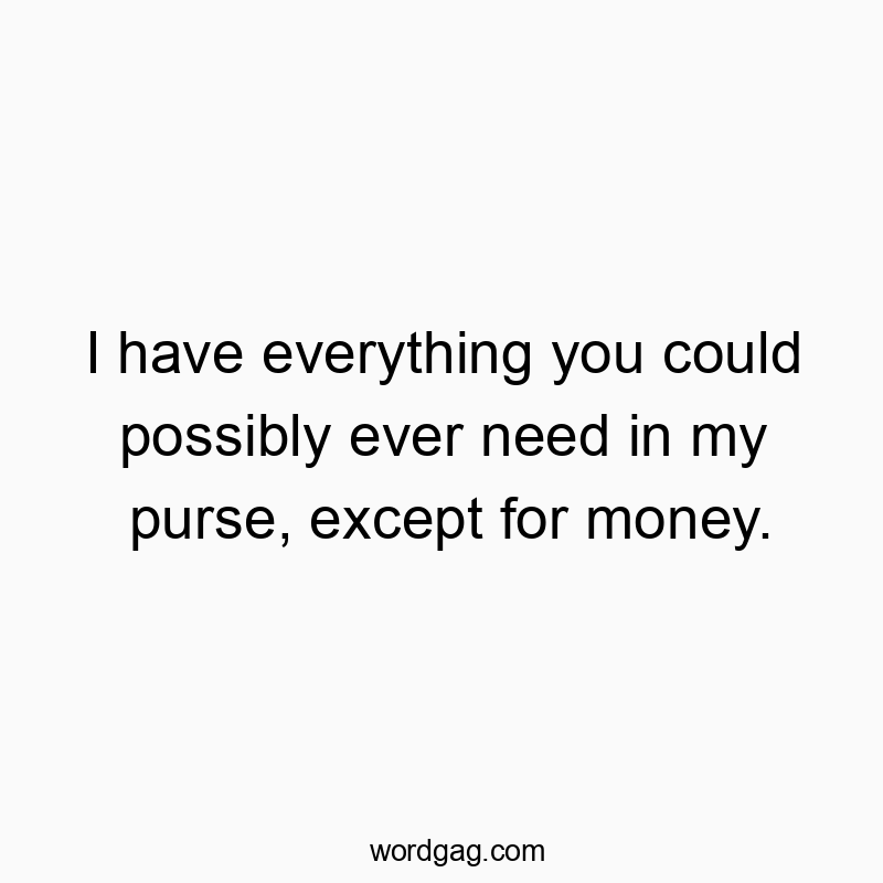 I have everything you could possibly ever need in my purse, except for money.