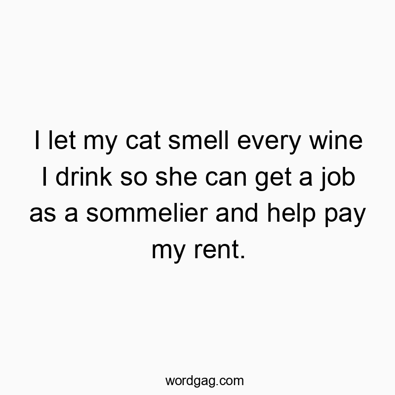 I let my cat smell every wine I drink so she can get a job…