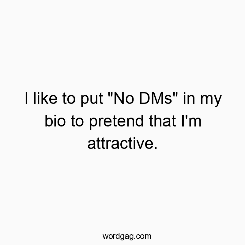 I like to put “No DMs” in my bio to pretend that I’m attractive.