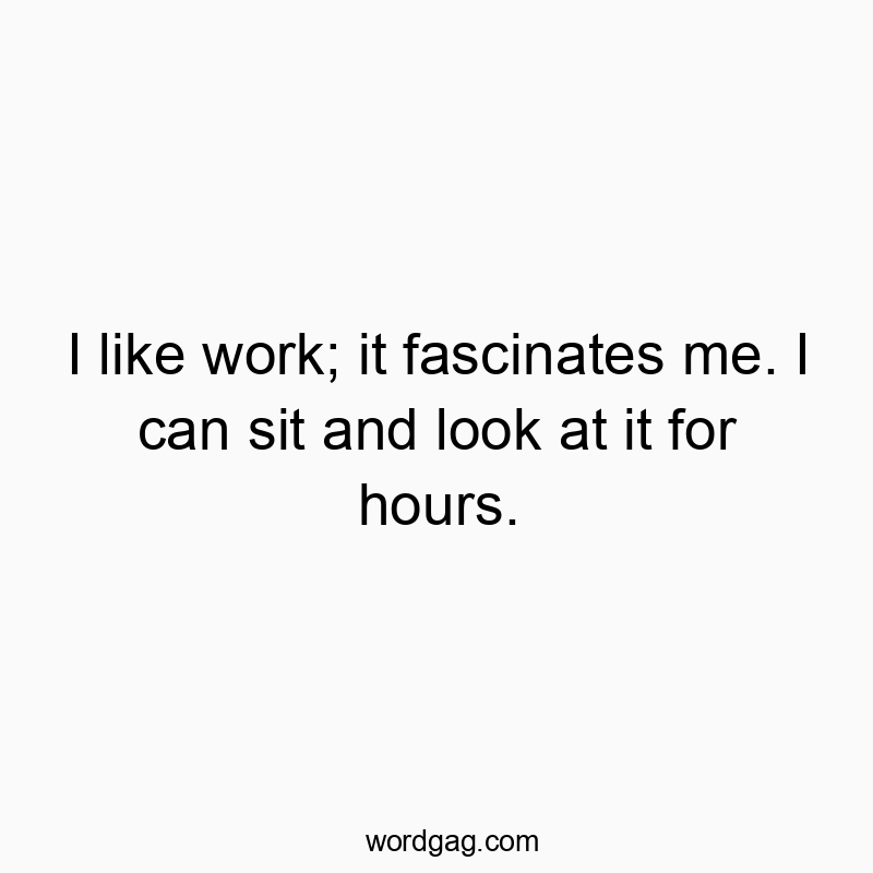 I like work; it fascinates me. I can sit and look at it for…