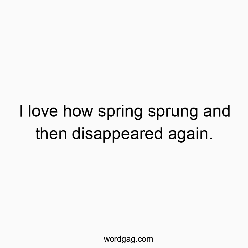 I love how spring sprung and then disappeared again.