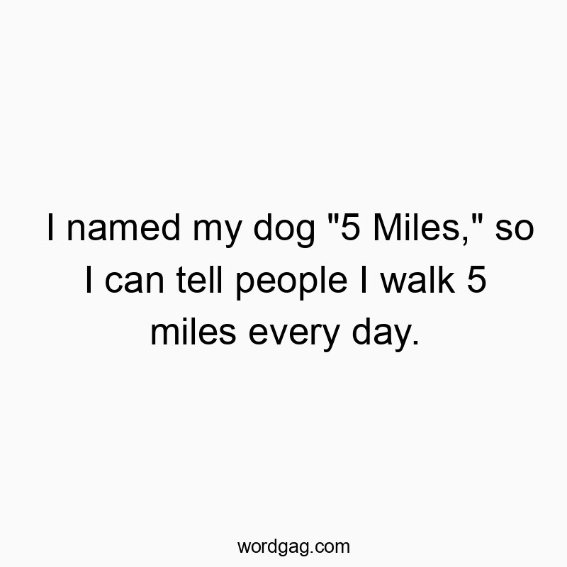 I named my dog “5 Miles,” so I can tell people I walk 5 miles every day.