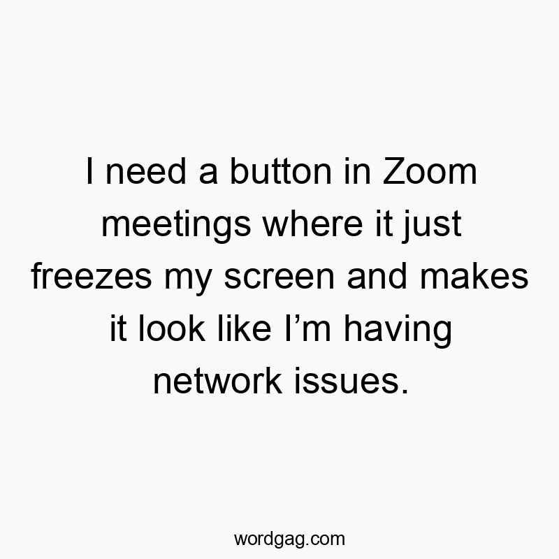 I need a button in Zoom meetings where it just freezes my screen and makes it look like Iโm having network issues.