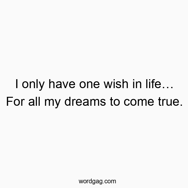 I only have one wish in life… For all my dreams to come true.