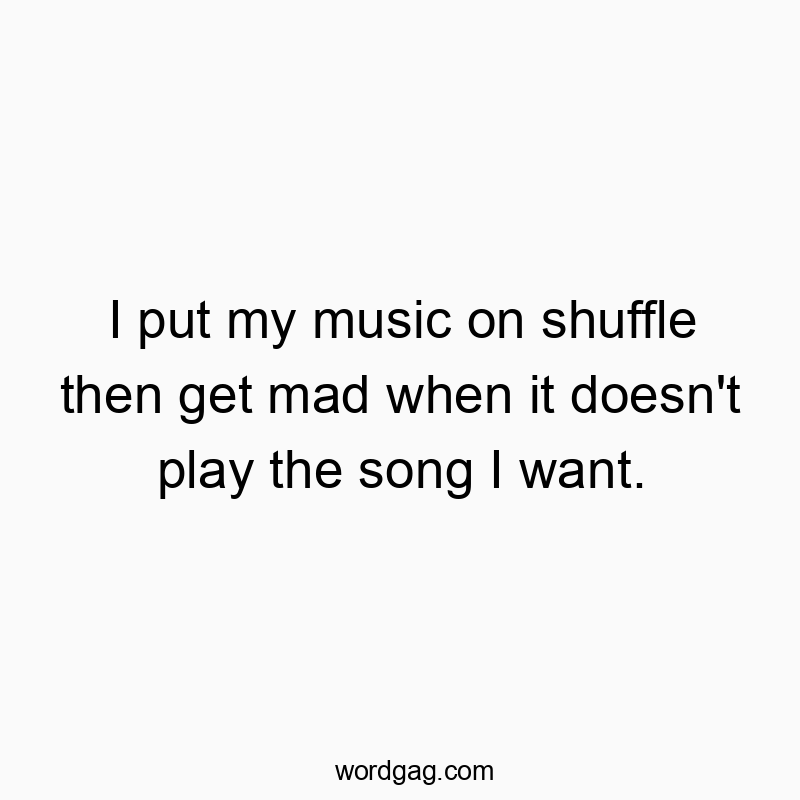 I put my music on shuffle then get mad when it doesn’t play the song I want.