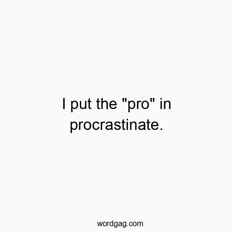 I put the “pro” in procrastinate.