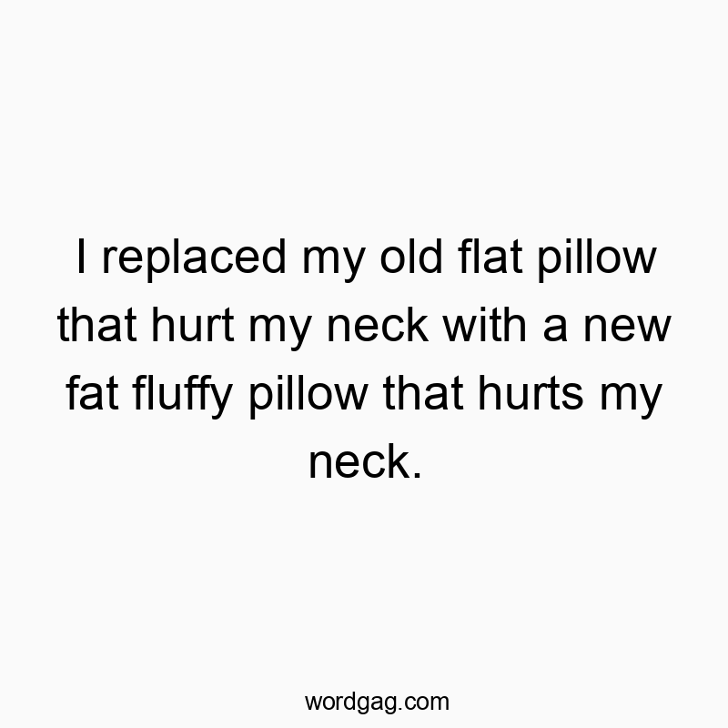 I replaced my old flat pillow that hurt my neck with a new fat fluffy pillow that hurts my neck.