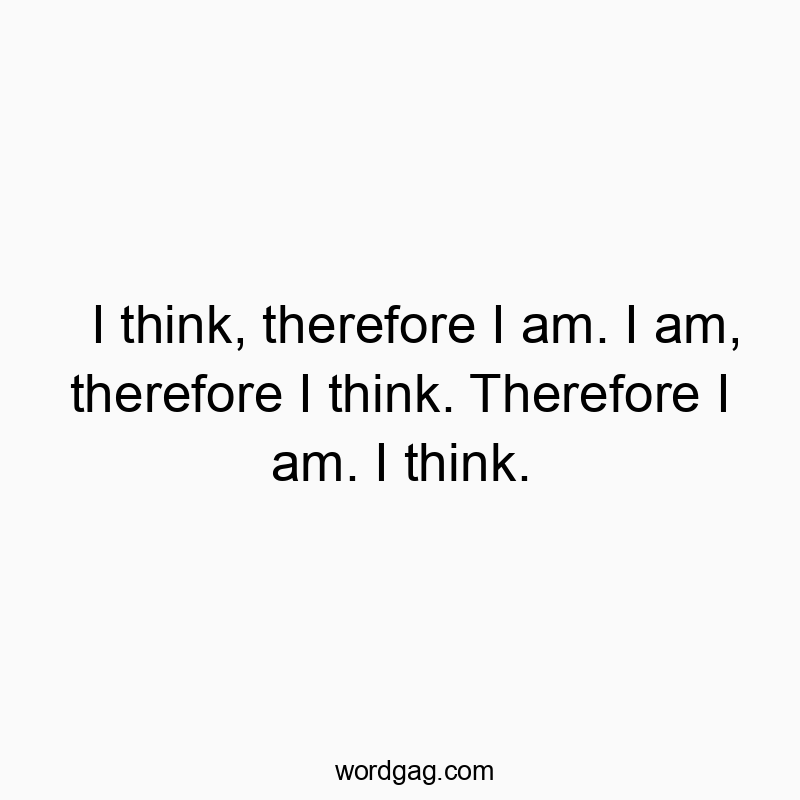I think, therefore I am. I am, therefore I think. Therefore I am. I think.