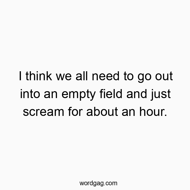 I think we all need to go out into an empty field and just scream for about an hour.