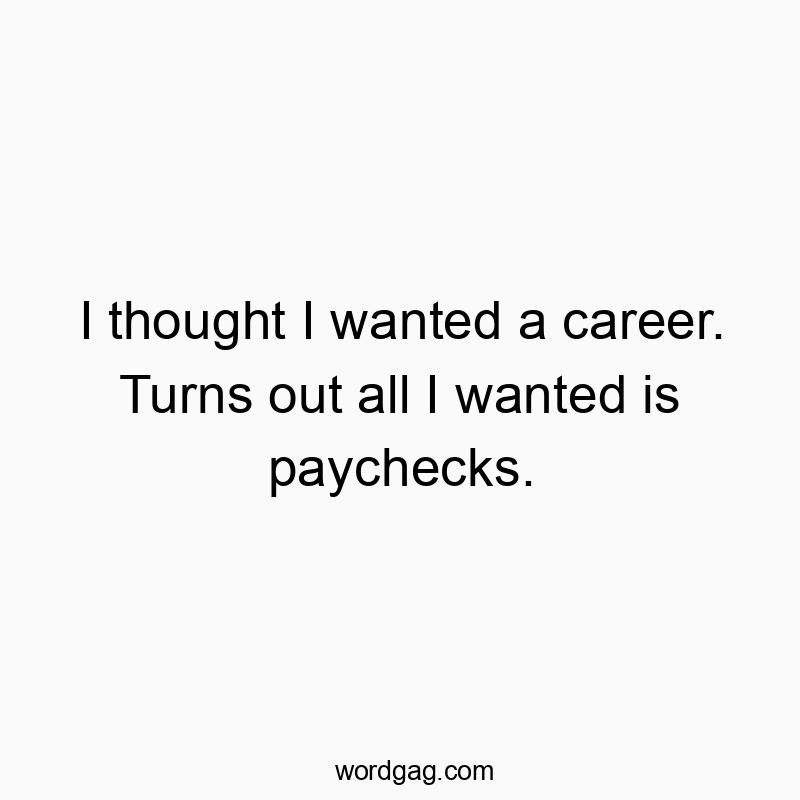 I thought I wanted a career. Turns out all I wanted is paychecks.