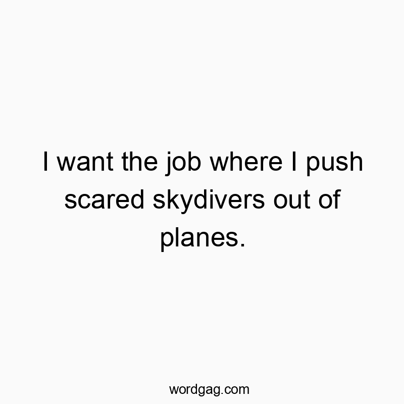 Funny occupation quotes - I want the job where I push scared skydivers out of planes.