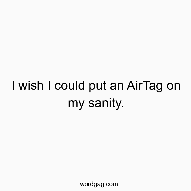I wish I could put an AirTag on my sanity.