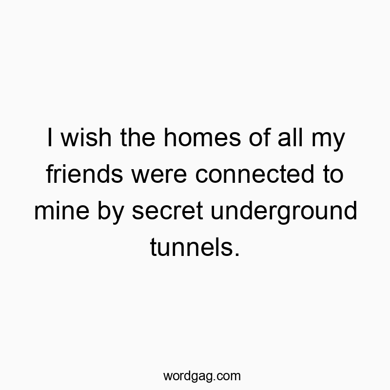 I wish the homes of all my friends were connected to mine by secret underground tunnels.