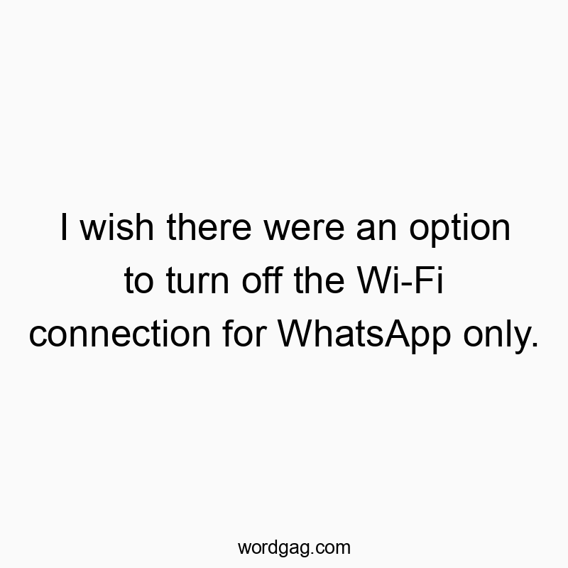 I wish there were an option to turn off the Wi-Fi connection for WhatsApp only.