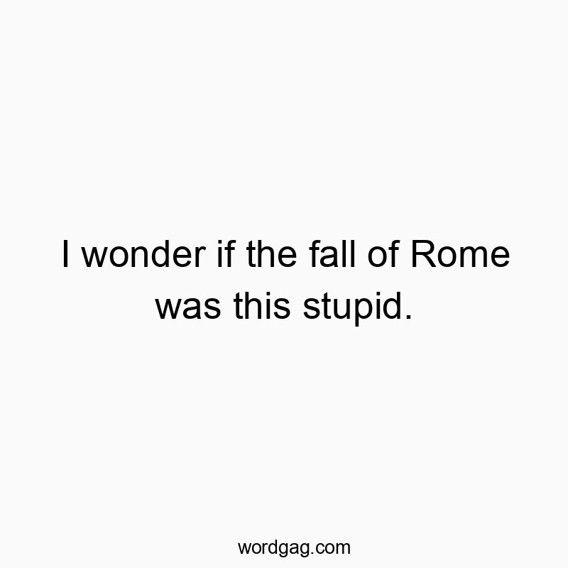 I wonder if the fall of Rome was this stupid.