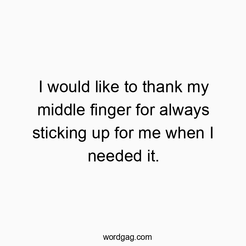 I would like to thank my middle finger for always sticking up for me when I needed it.