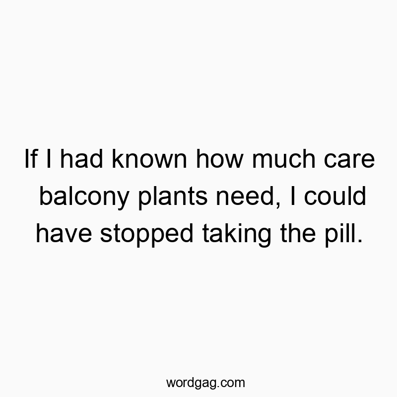If I had known how much care balcony plants need, I could have stopped taking the pill.