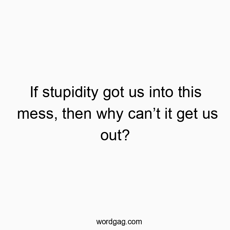 If stupidity got us into this mess, then why canโt it get us out?