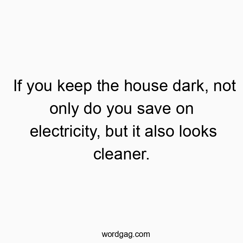 If you keep the house dark, not only do you save on electricity, but it also looks cleaner.