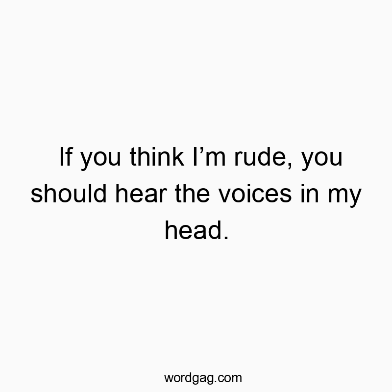 If you think I’m rude, you should hear the voices in my hea…