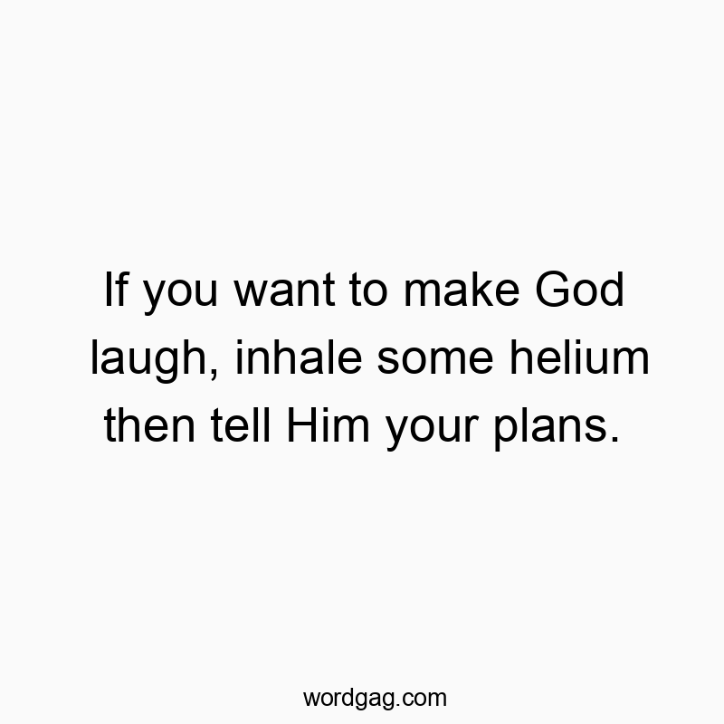 If you want to make God laugh, inhale some helium then tell Him your plans.
